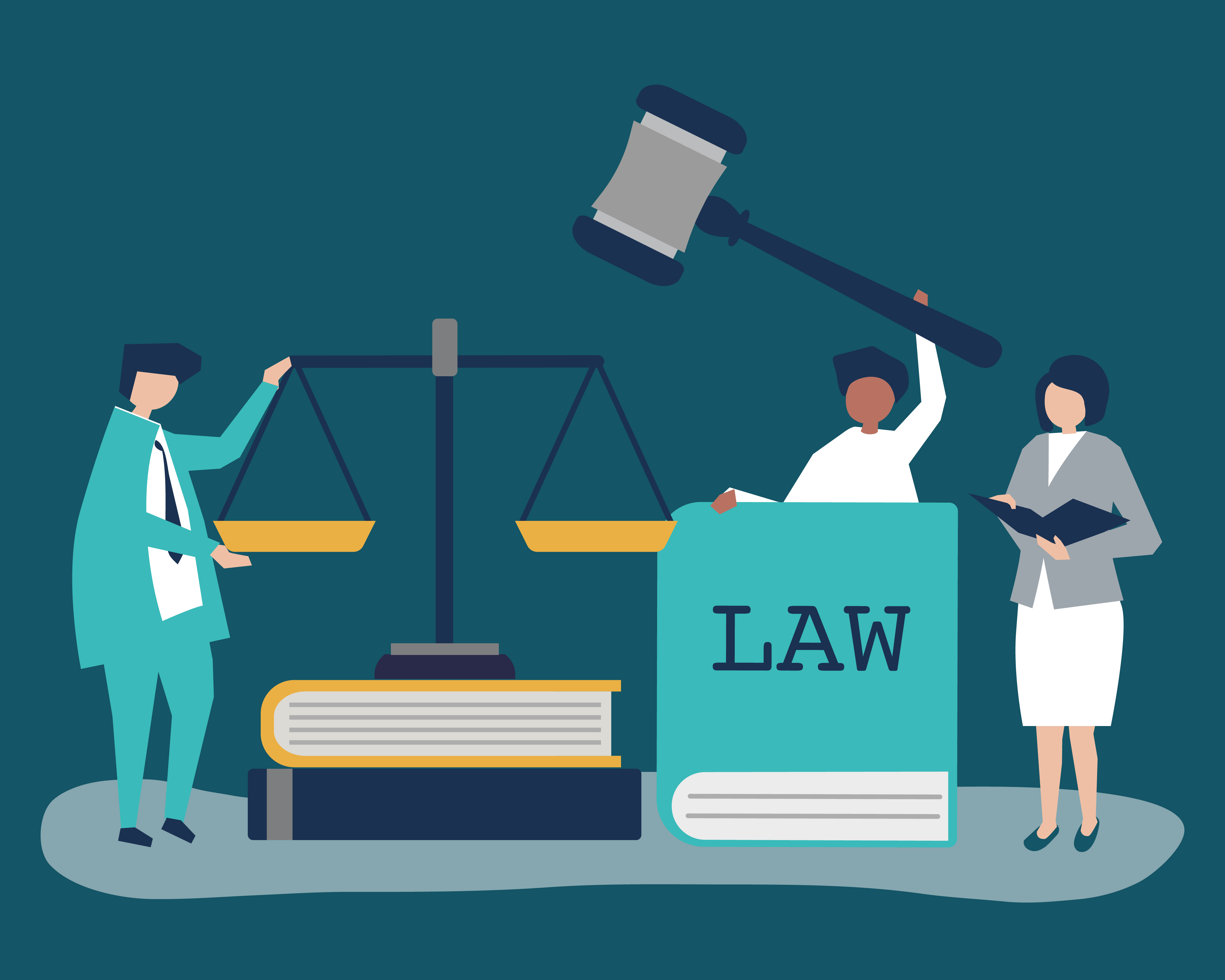 Law office environment with attorneys and staff working on confidential matters, with security awareness messaging integrated into the workplace