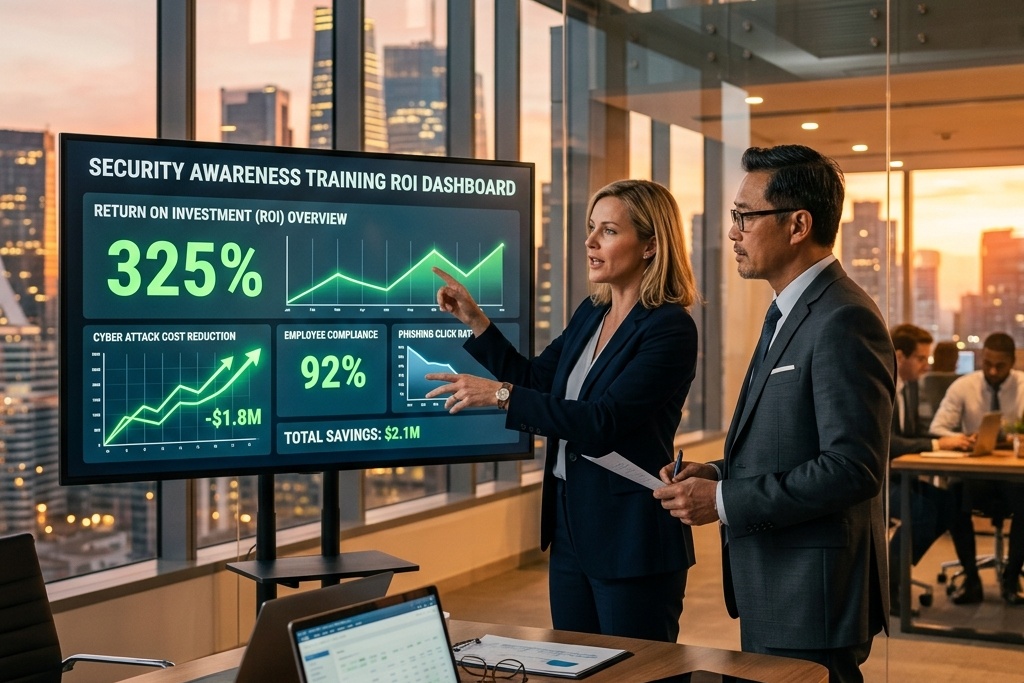 ROI calculation showing security awareness training cost versus breach prevention value