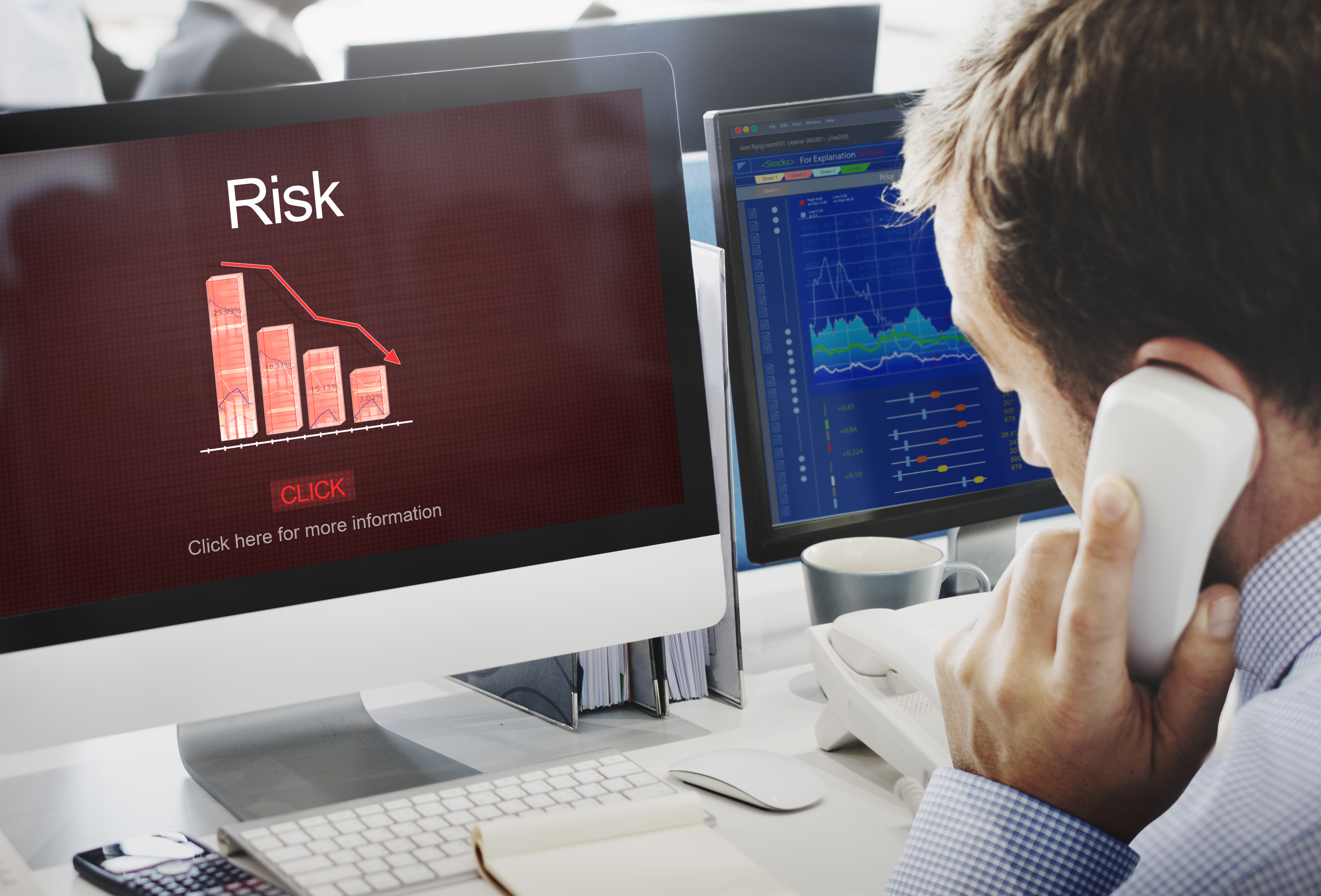 Phishing simulation results dashboard showing click rate, report rate and per-department metrics