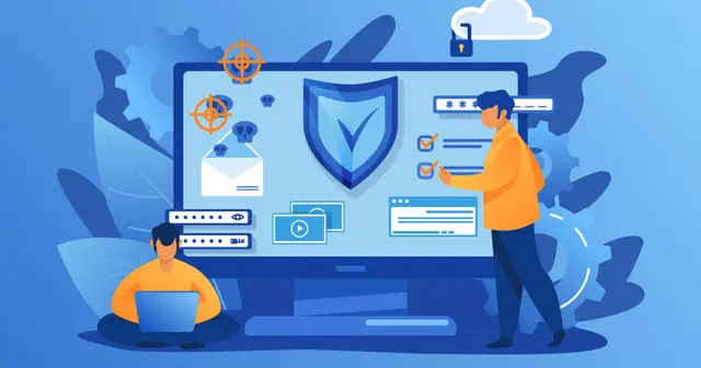 Digital dashboard showing security training leaderboard and achievement badges overlaid with metrics showing training engagement and behavioral outcomes