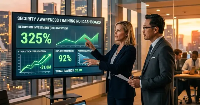 ROI calculation showing security awareness training cost versus breach prevention value